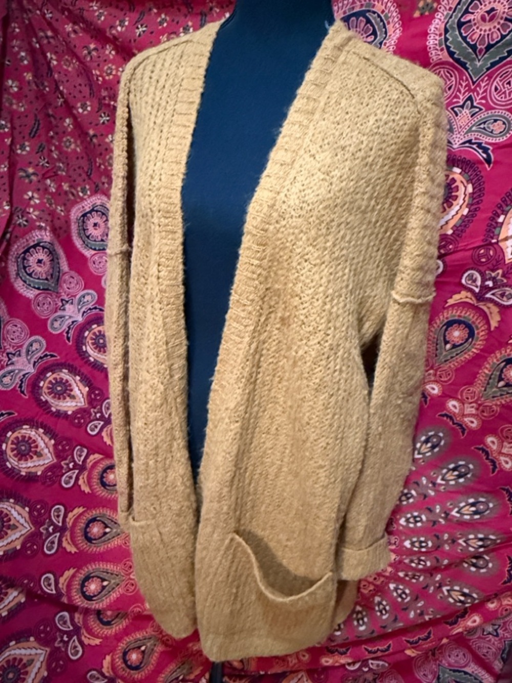 FREE PEOPLE BOHO OPEN-FRONT KNIT CARDIGAN WITH POCKETS🌸